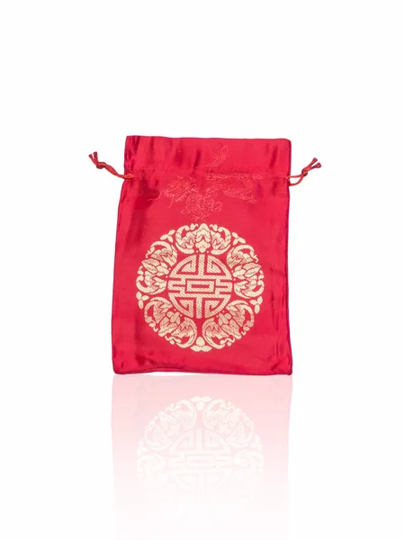 Red silky money bag : Lucky Pouch — Stock Photo, Image