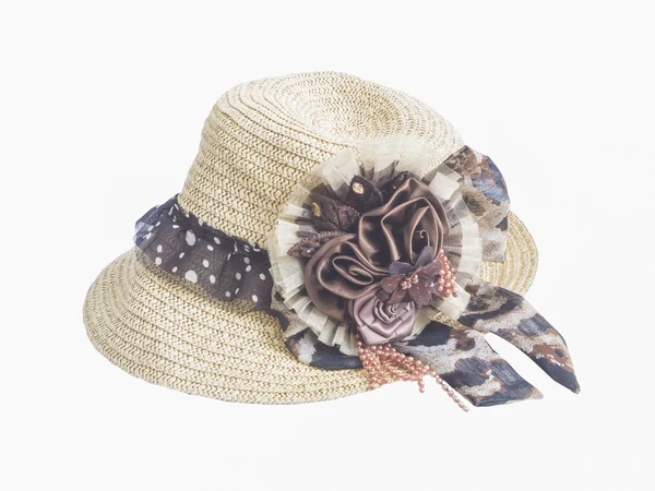 Slaměný klobouk s umělým květem — Stock fotografie