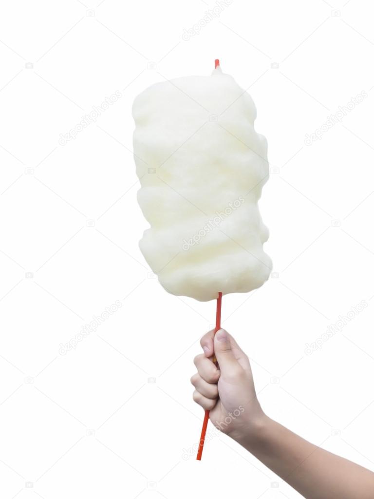 Hand holding cotton candy
