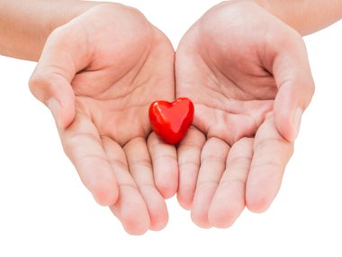  küçük parça kalp şekli tutan el