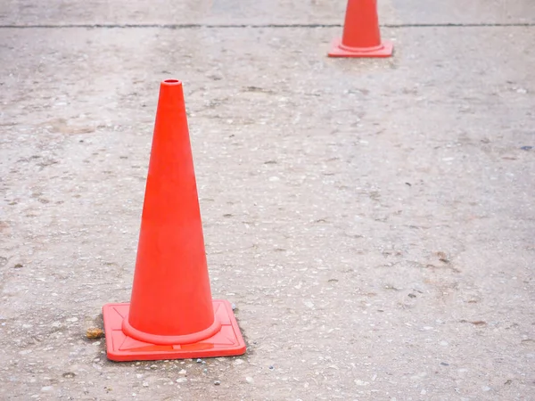 Close Empty Orange Traffic Cone Concrete Road — Stock Photo, Image