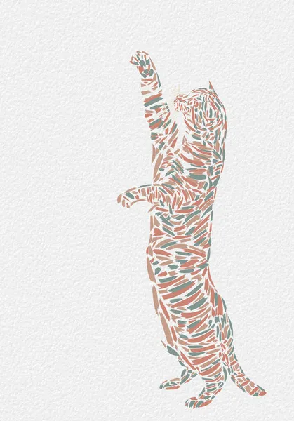 Abstrakt Elegant Illustration Simulera Färg Stroke Bildar Siluetten Katt — Stockfoto