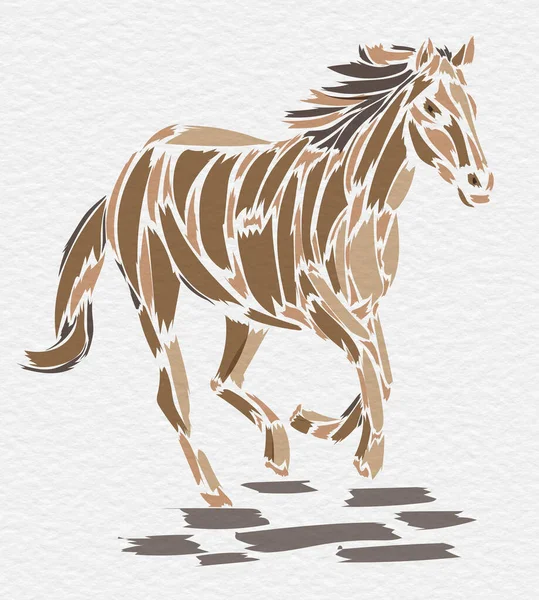 Abstrakcyjna Stylowa Ilustracja Symulująca Pociągnięcia Farby Tworzące Sylwetkę Konia — Zdjęcie stockowe