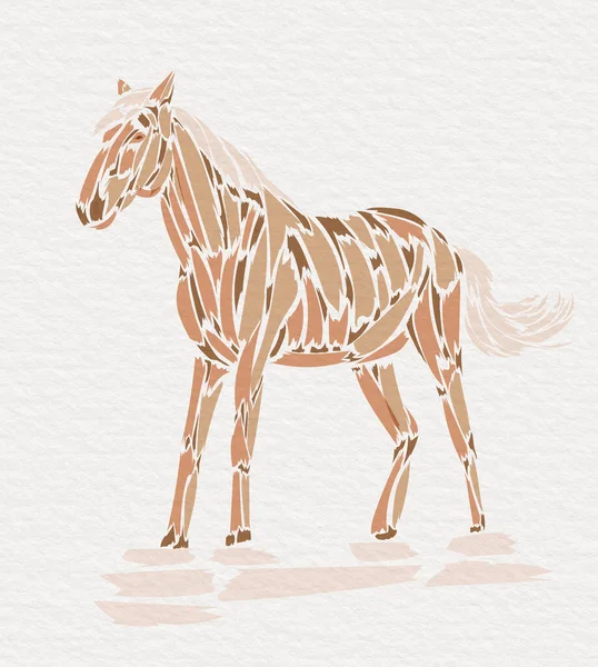 Illustrazione Astratta Elegante Simulando Tratti Vernice Che Formano Silhouette Cavallo — Foto Stock