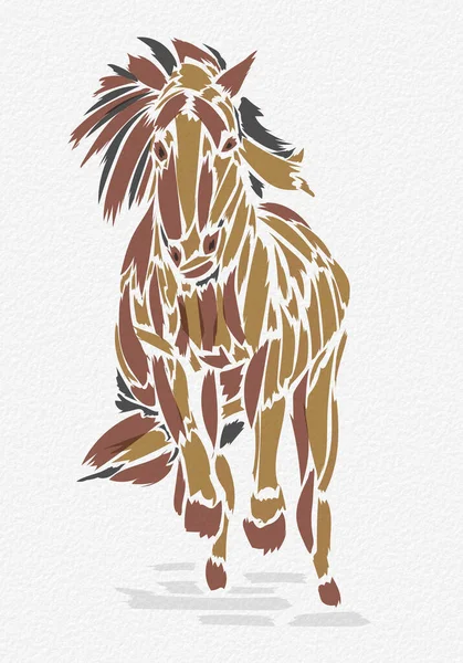 Abstrakcyjna Stylowa Ilustracja Symulująca Pociągnięcia Farby Tworzące Sylwetkę Konia — Zdjęcie stockowe