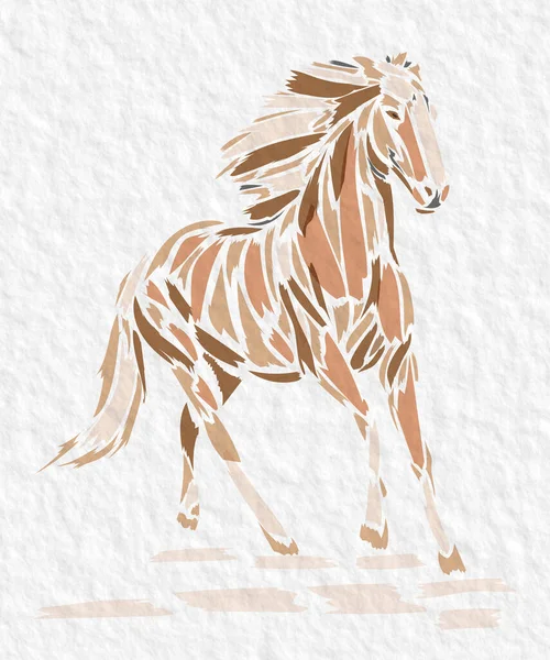Abstrakt Elegant Illustration Simulera Färg Stroke Bildar Siluetten Häst — Stockfoto