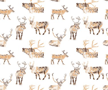 Geyik temasının kahverengi renklerle dijital illüstrasyonu