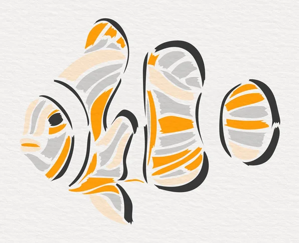 Abstrakcyjny Stylowy Ilustracja Symulujące Pociągnięcia Farby Tworzące Sylwetkę Clownfish — Zdjęcie stockowe