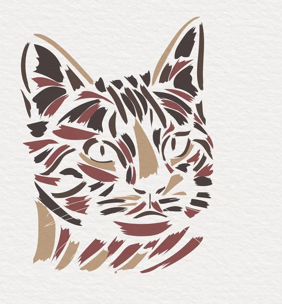Abstrata Ilustração Elegante Simulando Traços Tinta Formando Silhueta Gato — Fotografia de Stock