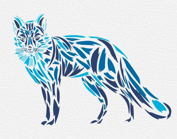 模仿绘画笔画的抽象时尚插图 形成了狐狸的轮廓 — 图库照片