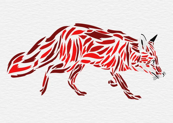 Abstract Stylish Illustration Simulating Paint Strokes Forming Silhouette Fox — Stock Photo, Image