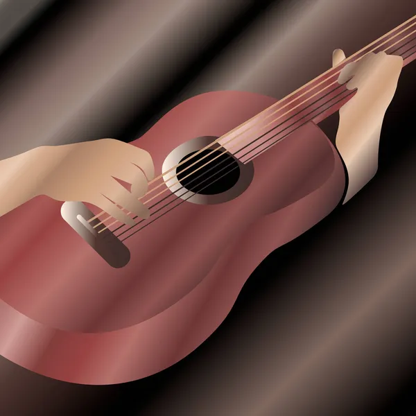 Illustrazione Digitale Delle Mani Che Suonano Una Chitarra Acustica Colori — Foto Stock