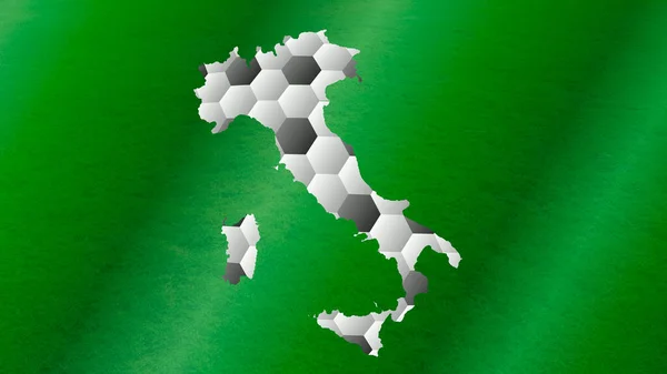 Illustration Numérique Une Carte Italie Avec Hexagones Ballon Football Fond — Photo