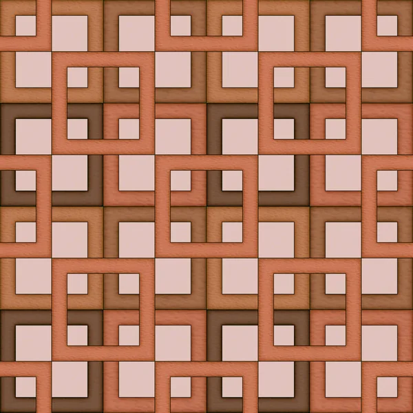 Digital Illustration Square Pattern Brown Colors Stained Glass Style — Stockfoto