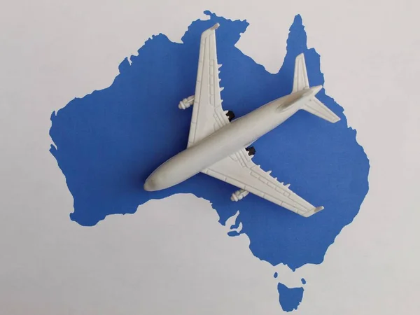 Figure Avion Blanc Sur Une Carte Australie — Photo