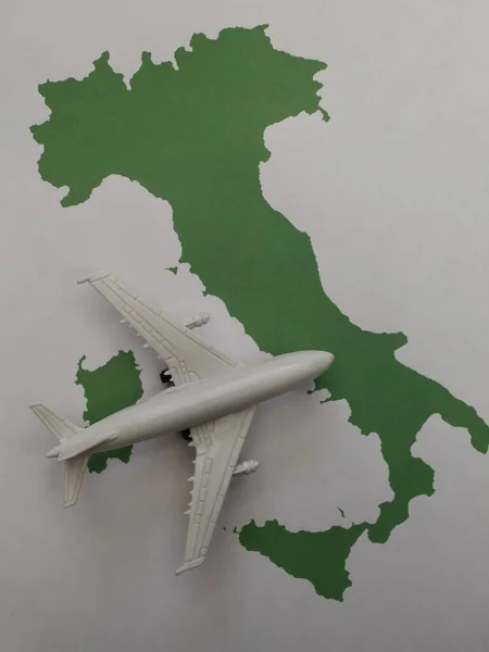 Ábra Egy Fehér Sík Térképen Olaszország — Stock Fotó