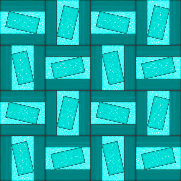 design of a geometric seamless pattern in stained glass style and blue colors