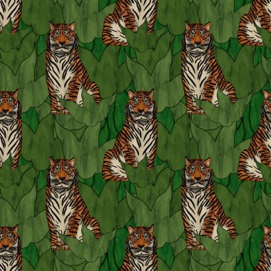 Lekelenmiş cam tarzı ve deseni olan kusursuz kahverengi kaplan deseni.