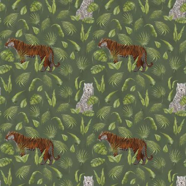 Kaplanların ve tropikal bitki örtüsünün kusursuz deseni