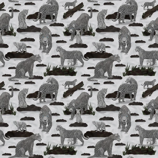 Цифровой Бесшовный Рисунок Рисунками Текстурой Серого Леопарда — стоковое фото