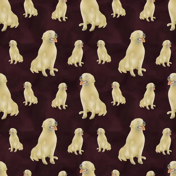 Цифровой Бесшовный Рисунок Золотой Породой Собак — стоковое фото