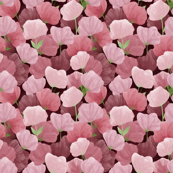 Padrão Sem Costura Digital Com Flores Rosa Empilhadas Textura Aquarela — Fotografia de Stock
