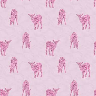 Soyut mouflon ram yavruları pembe renklerde dijital dikişsiz desen