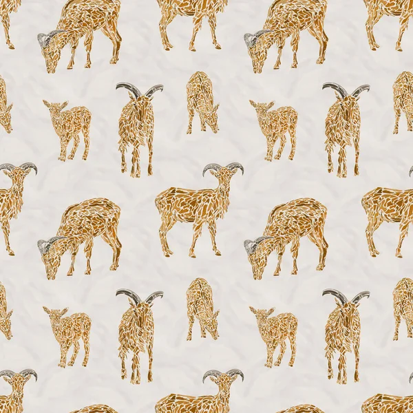 Soyut biçimdeki mouflon ramları ile dijitalsiz desen