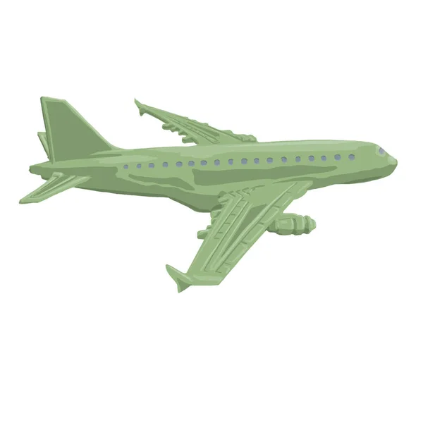 Illustration Isolated Airplane Green Color Light Shadow — Stock Photo, Image