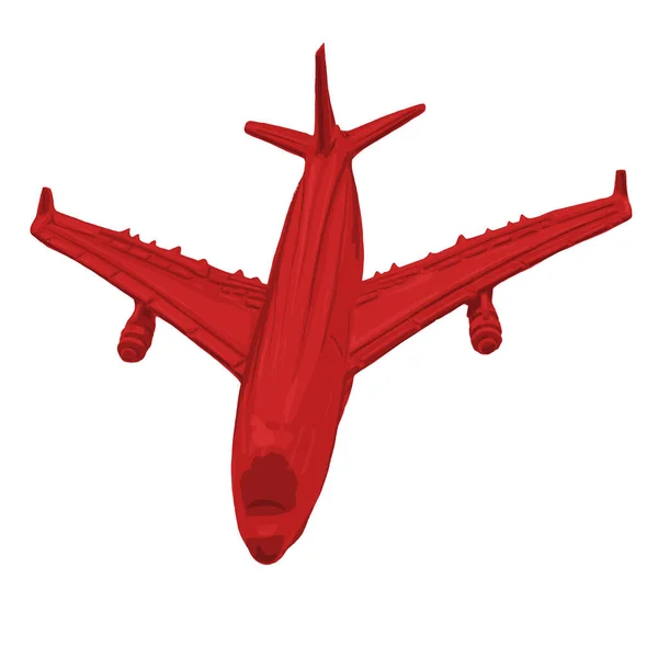 Ilustración Avión Aislado Color Rojo Con Luz Sombra — Foto de Stock