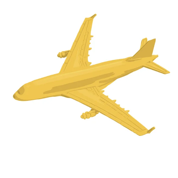 Ilustración Avión Aislado Color Amarillo Con Luz Sombra — Foto de Stock