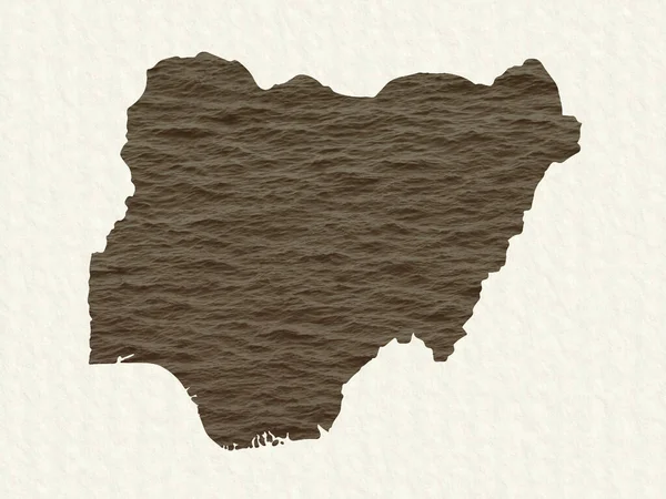 Mapa Nigérie Plná Bahnité Vody Hnědé Barvě — Stock fotografie