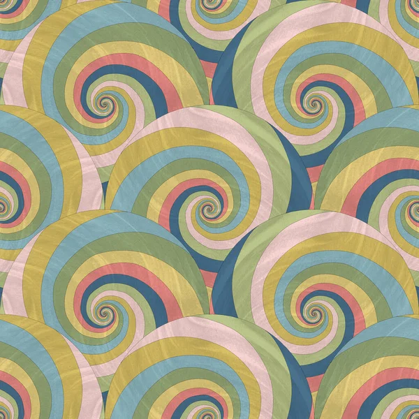 Seamless Pattern Stacked Circles Spirals Various Colors Background Texture — 스톡 사진