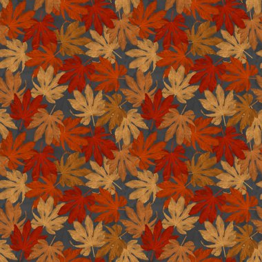 Sonbahar mevsimi yaprakları ve suluboya desenli kusursuz desen tasarımı