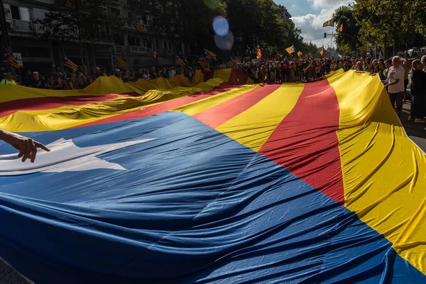 Barcelona Cataluña España Septiembre 2022 Participantes Manifestación Del Día Nacional — Foto de Stock