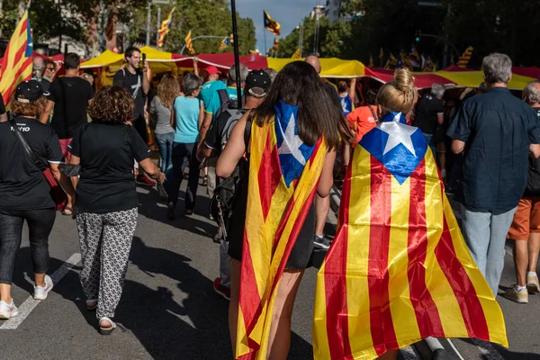Barcelona Cataluña España Septiembre 2022 Participantes Manifestación Del Día Nacional — Foto de Stock