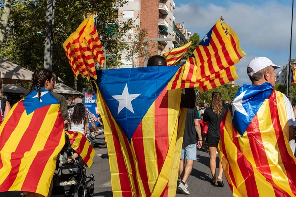 Barcelona Cataluña España Septiembre 2022 Participantes Manifestación Del Día Nacional — Foto de Stock