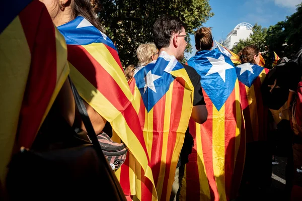 Barcelona Cataluña España Septiembre 2022 Participantes Manifestación Del Día Nacional — Foto de Stock