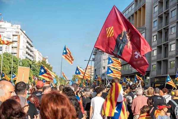 Barcelona Cataluña España Septiembre 2022 Participantes Manifestación Del Día Nacional — Foto de Stock