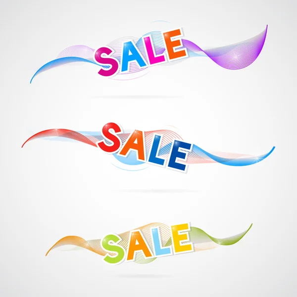 Colorful Waves with Sale Titles — Stock Vector