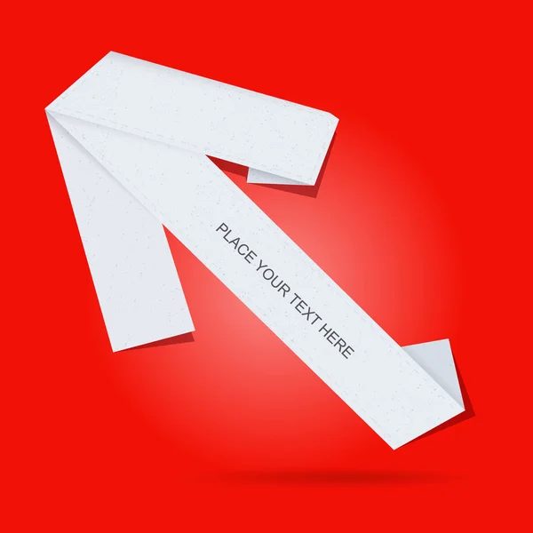 Flèche en papier vectoriel sur fond rouge — Image vectorielle