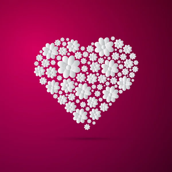 Corazón hecho de flor de papel — Vector de stock