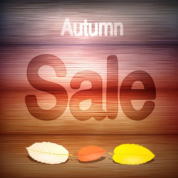 Autumn Sale title on wooden background — Stock Vector