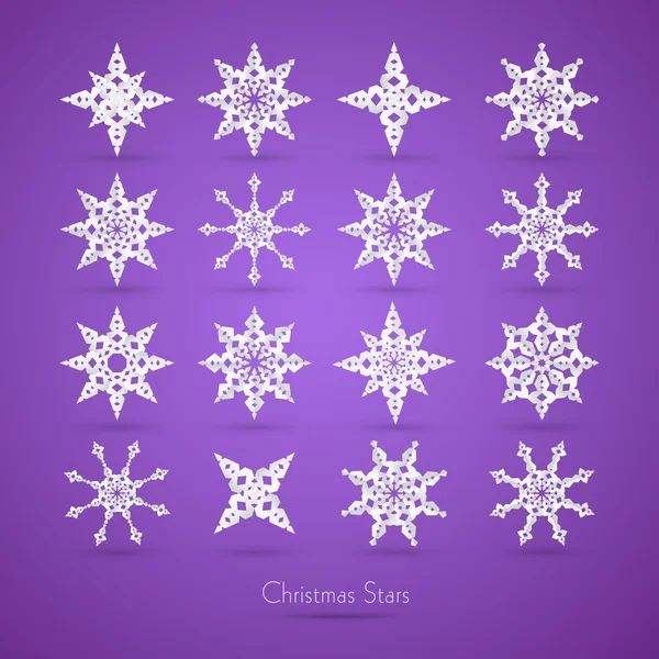 Papel de Navidad Copos de nieve sobre fondo violeta — Archivo Imágenes Vectoriales