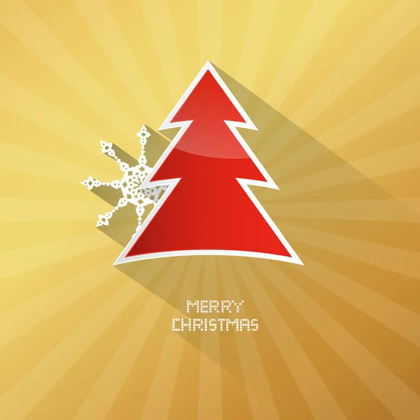 Oro astratto vettore Buon Natale sfondo ith albero rosso — Vettoriale Stock