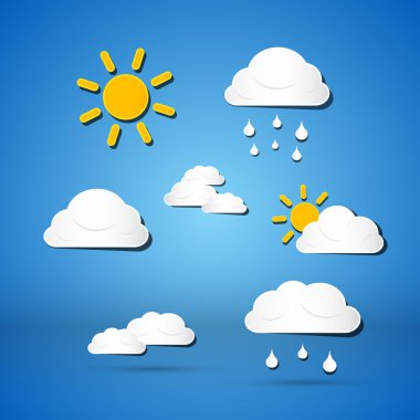 Kağıt vektör hava durumu simgeleri