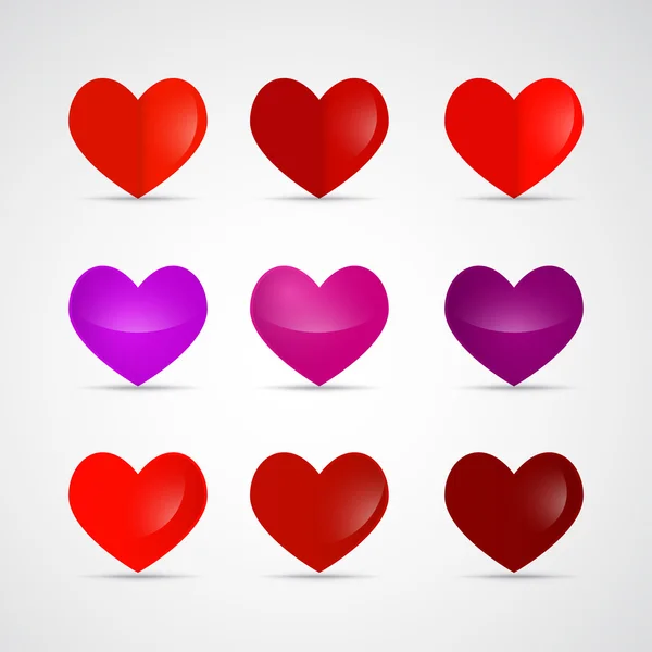 Conjunto de corazones vectores — Vector de stock