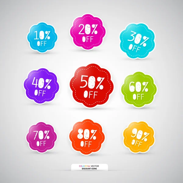 Icônes de vente de remise colorée — Image vectorielle