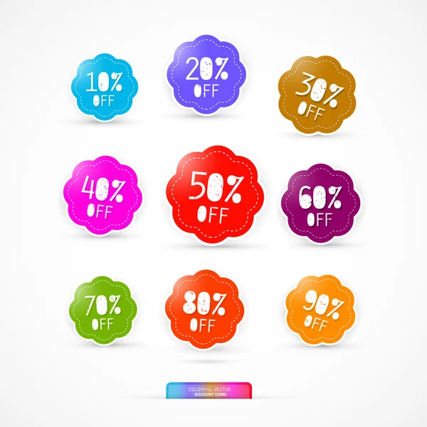 Colorful Discount Sale Icons — Stock Vector