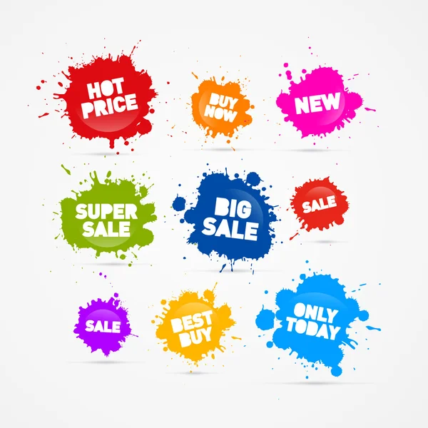 Icone colorate di vendita di macchie — Vettoriale Stock